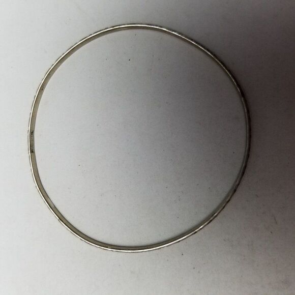 Vintage Beau Sterling Silver Textured Skinny Bangle Bracelet, Stacking Estate - Picture 3 of 7